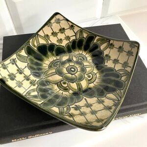 Mexican Talavera Service Plate Hand made and hand painted green